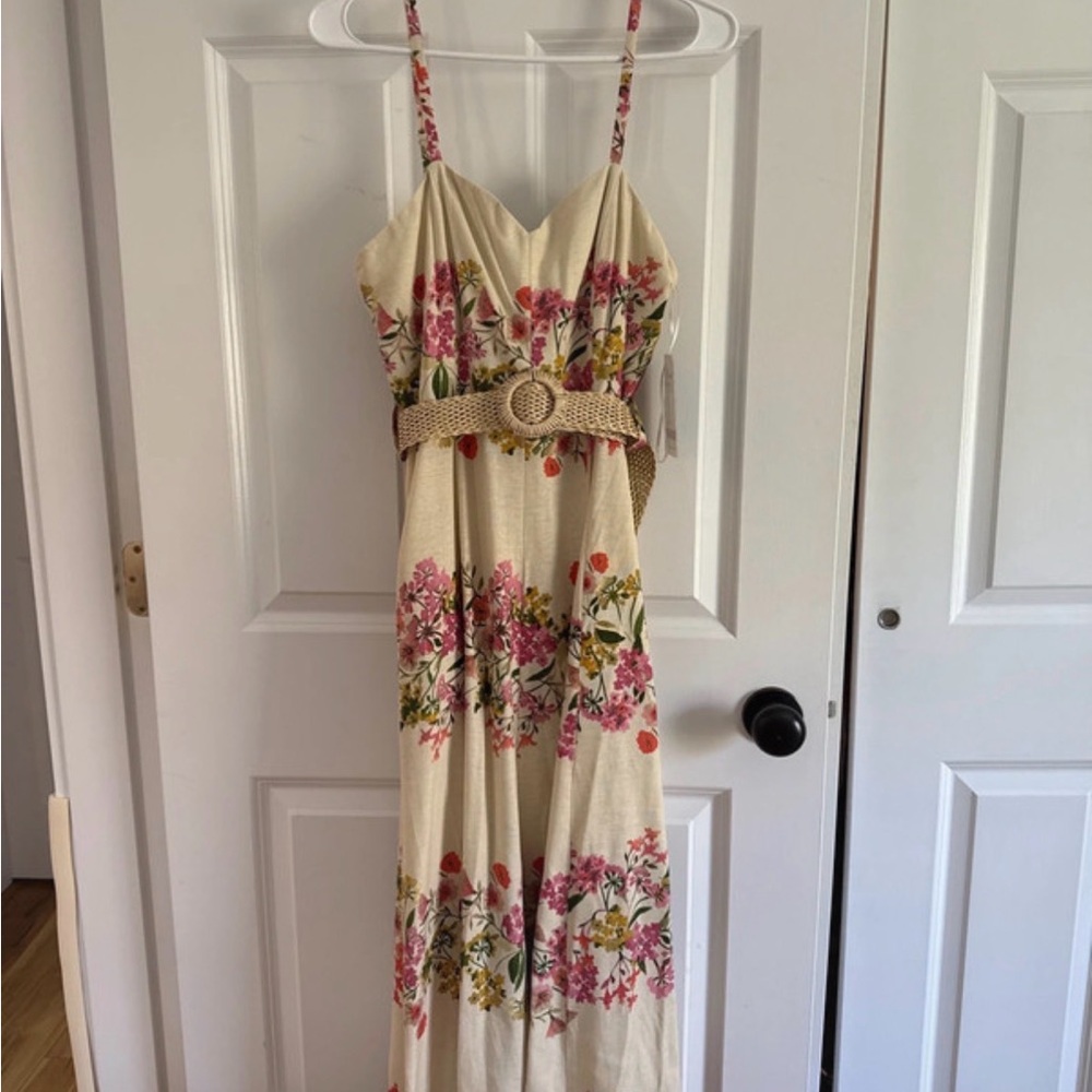 Taylor Cream Maxi Dress with Pink & Green Floral Print